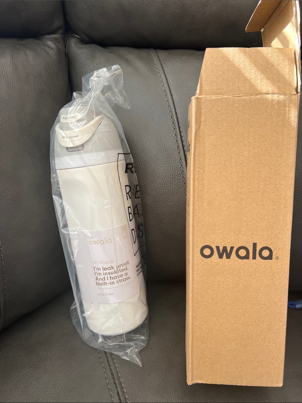 Owala White Insulated Stainless Steel Water Bottle with Built-In Straw